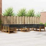 vidaXL Set de canapele de exterior cu pernă 11 pcs Natural și Antracit 3368270