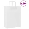 VidaXL Pungi de h&acirc;rtie 50 buc cu m&acirc;nere albe 32x17x44 cm 4101832