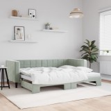 Cumpara ieftin Pat de zi cu extensie, gri deschis, 80x200 cm, catifea