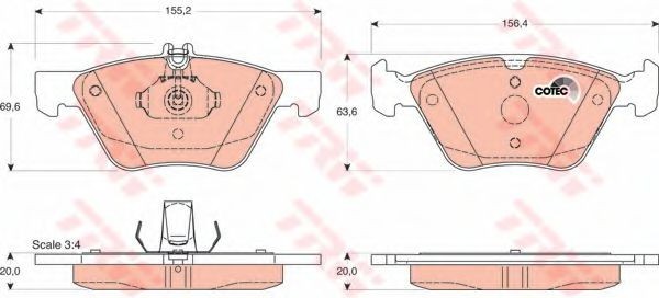 Set placute frana,frana disc MERCEDES CLK (C208) (1997 - 2002) TRW GDB1215