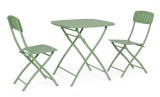 Cumpara ieftin Set mobilier gradina masa, 2 scaune otel verde Yvonne 44x50x85h, 70x70x72h