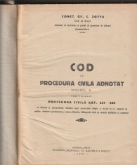 CONST. GR. C. ZOTTA - COD DE PROCEDURA CIVILA ADNOTAT VOLUMUL 2 (EDITIA I 1932) foto