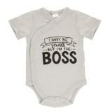 Body de bumbac gri cu mesaj motivant pentru bebeluși, CMCLASS