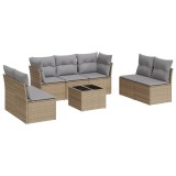 Cumpara ieftin Set canapele de gradina, 8 piese, cu perne, bej, poliratan