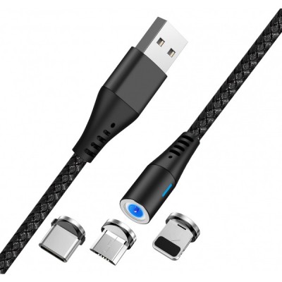 Cablu Incarcare USB-A - Lightning / microUSB / USB-C MaXlife MXUC-02 3in1, 18W, 1m, Negru foto