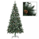 Brad de Craciun artificial cu conuri pin si sclipici alb 210 cm GartenMobel Dekor, vidaXL