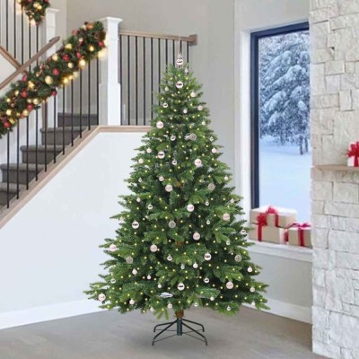 vidaXL Brad de Crăciun artificial cu 300 LED Verde 240 cm PE și PVC 3397577 foto