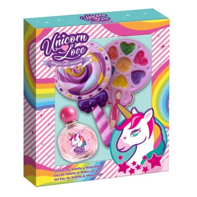 Set produse cosmetice Unicorn Love, cu apa de toaleta si paleta de machiaj acadea,1787 foto