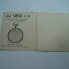 Reclama veche Juliu Papszt - Ceasornicar si bijuterie, Cluj, 1924