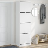 Dulap de pantofi cu 4 sertare rabatabile, alb, 60x42x204 cm