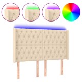 Cumpara ieftin Tablie de pat cu LED, crem, 163x16x118/128 cm, textil