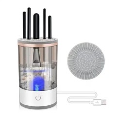 Curatator electric pentru pensule de machiaj, incarcare USB, putere 8W, din ABS, cu 7000 rmp, alb
