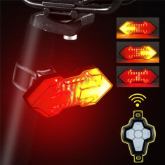 Semnal bicicleta cu stop si telecomanda wireless, incarcare USB foto