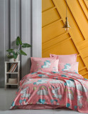 Cuvertura matlasata dubla, Unicornio - Pink, EnLora Home, Bumbac