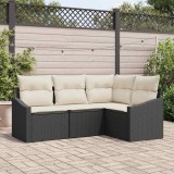 VidaXL Set de canapea de grădină cu 4 piese și perne din rattan poliester negru.