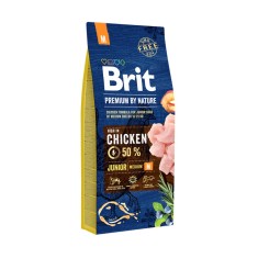 Hrana uscata caini, Brit Premium by Nature, sac 15 kg, talie medie, junior M, carne de pui