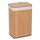 Coș Rufe Bambus, Capac, Natural, Dimensiuni 40x30x60 cm, Capacitate 72 L, Oem
