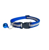 Cumpara ieftin Zgarda reflectorizanta pentru caini si pisici, cu clopotel, reglabil 21-33 cm, albastru, Oem