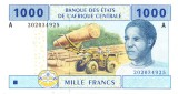 Statele Africii Centrale 1 000 1000 Franci 2002 P-407A Gabon Seria 202034925