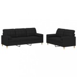 Cumpara ieftin Set de canapele cu perne, 2 piese, negru, material textil