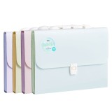 Servietă plastic cu m&acirc;ner și 13 compartimente Deli Macarons A4 culori pastel