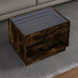 vidaXL Măsuță de cafea cu LED infinity, stejar fumuriu, 70x50x50 cm