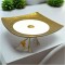 Platou de servire patrat din portelan cu suport metalic , 25x25 cm, inaltime 14 cm