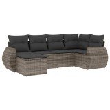 Cumpara ieftin Set mobilier gradina cu perne, 6 piese, gri, poliratan