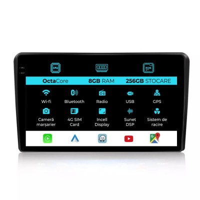 Navigatie Dedicata Fiat Bravo (2006 - 2014), 9Inch, 8Gb Ram, 256Gb Stocare, Carplay foto