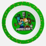 Farfurie ad&acirc;ncă din plastic cu model Minecraft, &Oslash;20 cm, alb, CMCLASS
