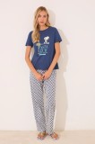 women&#039;secret set de pijama de bumbac culoarea bleumarin, 3132107