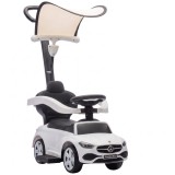 AIYAPLAY Mașinuță de &Icirc;mpins pentru Copii 3 &icirc;n 1 cu Licență Mercedes-Benz, M&acirc;ner, Copertină, Claxon, Muzică, Alb | Aosom Romania