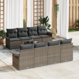 vidaXL Set de canapea pentru grădină , 9 piese, cu perne, gri, ratan sintetic