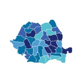 Harta decorativa pentru perete Romania abstract albastru, PVC rezistent la apa, 50x70 cm