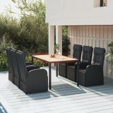 VidaXL Set mobilier de grădină cu perne, 7 piese, negru, poliratan
