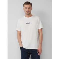 s.Oliver Tricou barbati cu imprimeu cu logo, din bumbac, Regular fit, Alb, S