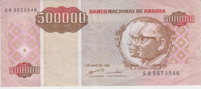 B11 - Bancnota foarte veche - Angola - 500000 kwanzas