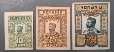 ROMANIA set bancnote 10 BANI 1917, 25 BANI 1917, 50 BANI 1917 Ferdinand