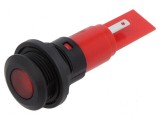 Lampă LED plată roșie 12V 12VAC &Oslash;16mm IP67