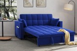 Canapea extensibila 2 locuri 140x77x90 cm Tapitata Catifea Albastra Model One (cod:25085)