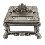 Cutie bijuterii din rasina Antique Silver cu oglinda