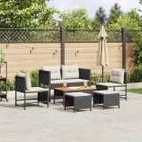 vidaXL Set canapea exterior Negru Rattan sintetic Mediu