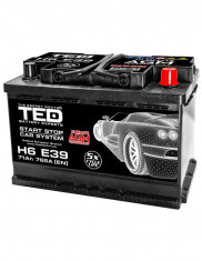 Baterie Auto 12V 71Ah cu Start Stop, Pornire 765A, Dimensiuni 278 x 175 x 190 mm Borna+ Dreapta Ted Electric foto
