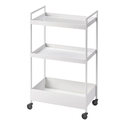 Masa servire tip carucior, 3 rafturi, 50.5 x 30 x 83 cm, Alb foto