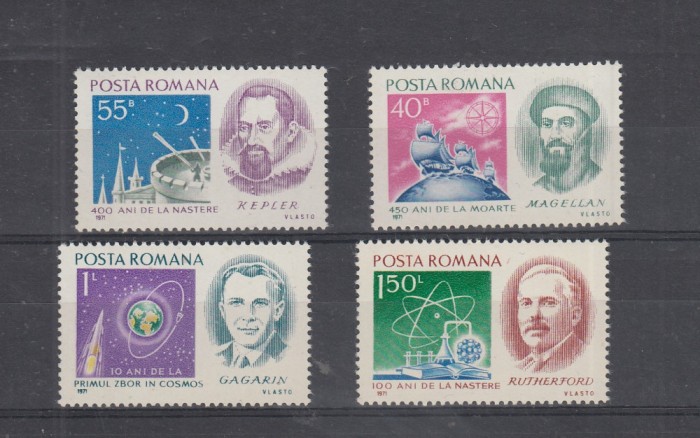 ROMANIA 1971 LP 783 ANIVERSARI II OAMENI DE STIINTA SERIE MNH