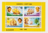 ROMANIA 1992 EUROPA-CEPT 1992 -500 ANI DESCOPERIREA AMERICII BL. DANTELAT MNH**, Nestampilat