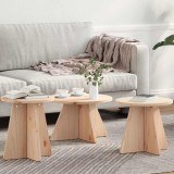 Masă de cafea 3 pcs Natural 49 x 49 x 30 cm Lemn de brad solid