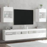 Comode TV de perete cu lumini LED, 2 buc., alb, 40x30x60,5 cm GartenMobel Dekor, vidaXL