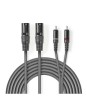Cablu audio 2x XLR 3-Pini tata - 2x RCA tata 3m gri Nedis