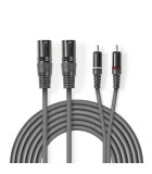 Cablu audio 2x XLR 3-Pini tata - 2x RCA tata 3m gri Nedis